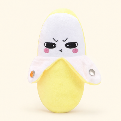 Toyella Fruit Beat musical banana plush on a warm cream background