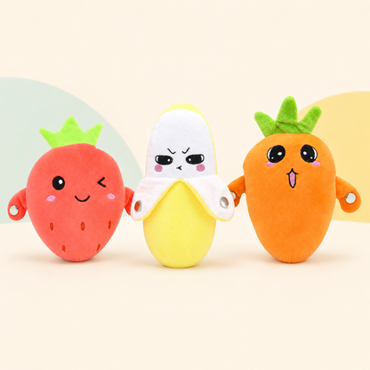 Banana, Strawberry and Carrot Toyella Fruit Beat musical plush variants