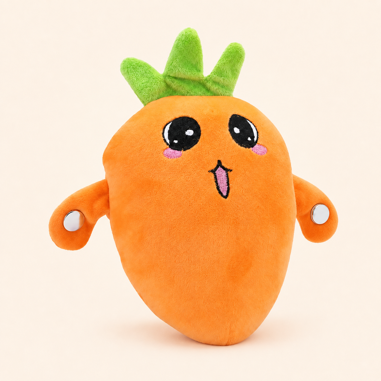 Toyella Fruit Beat carrot musical plush on a warm cream background