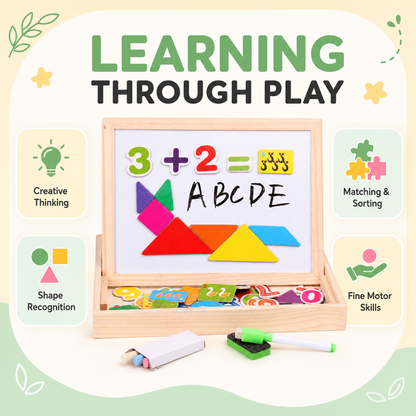 Learning skills practised through creative magnetic board play