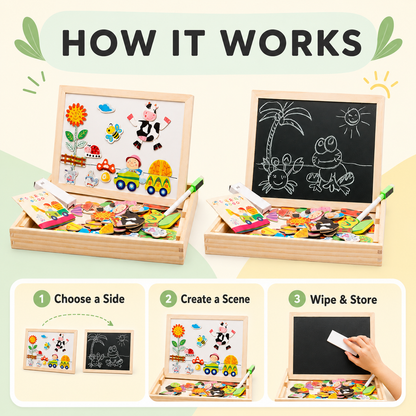 Creative screen-free learning toy for children ages three and up