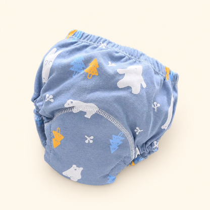 Toyella potty training pants - Blue Polar bear - cream background