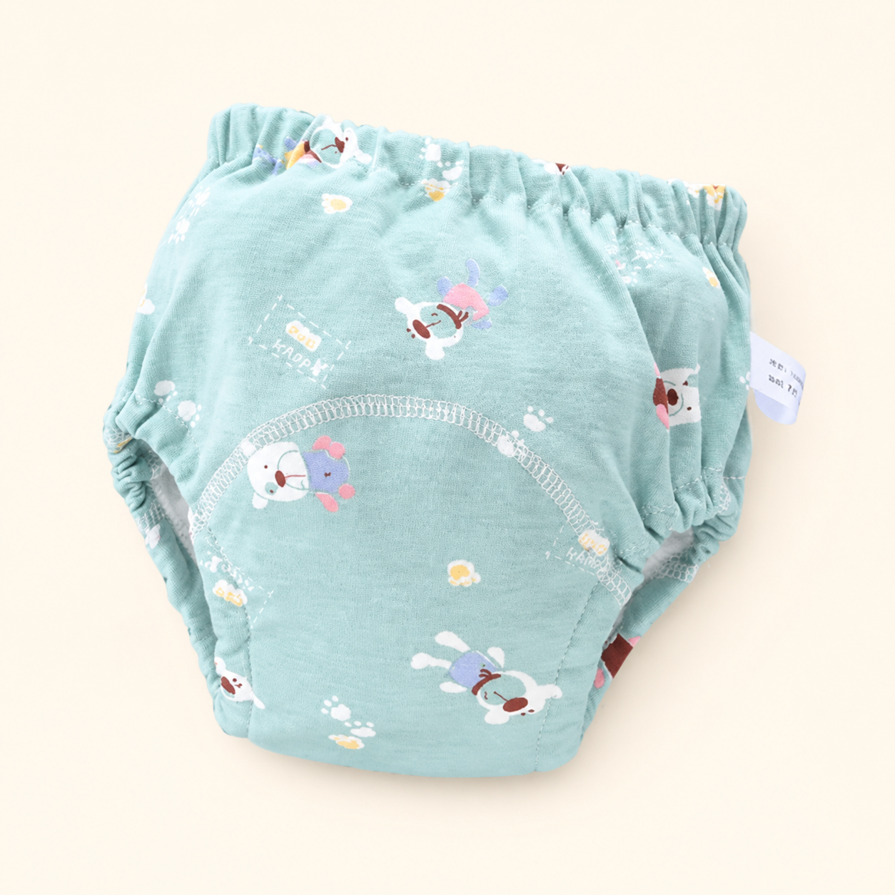 Toyella potty training pants - Green bear - cream background