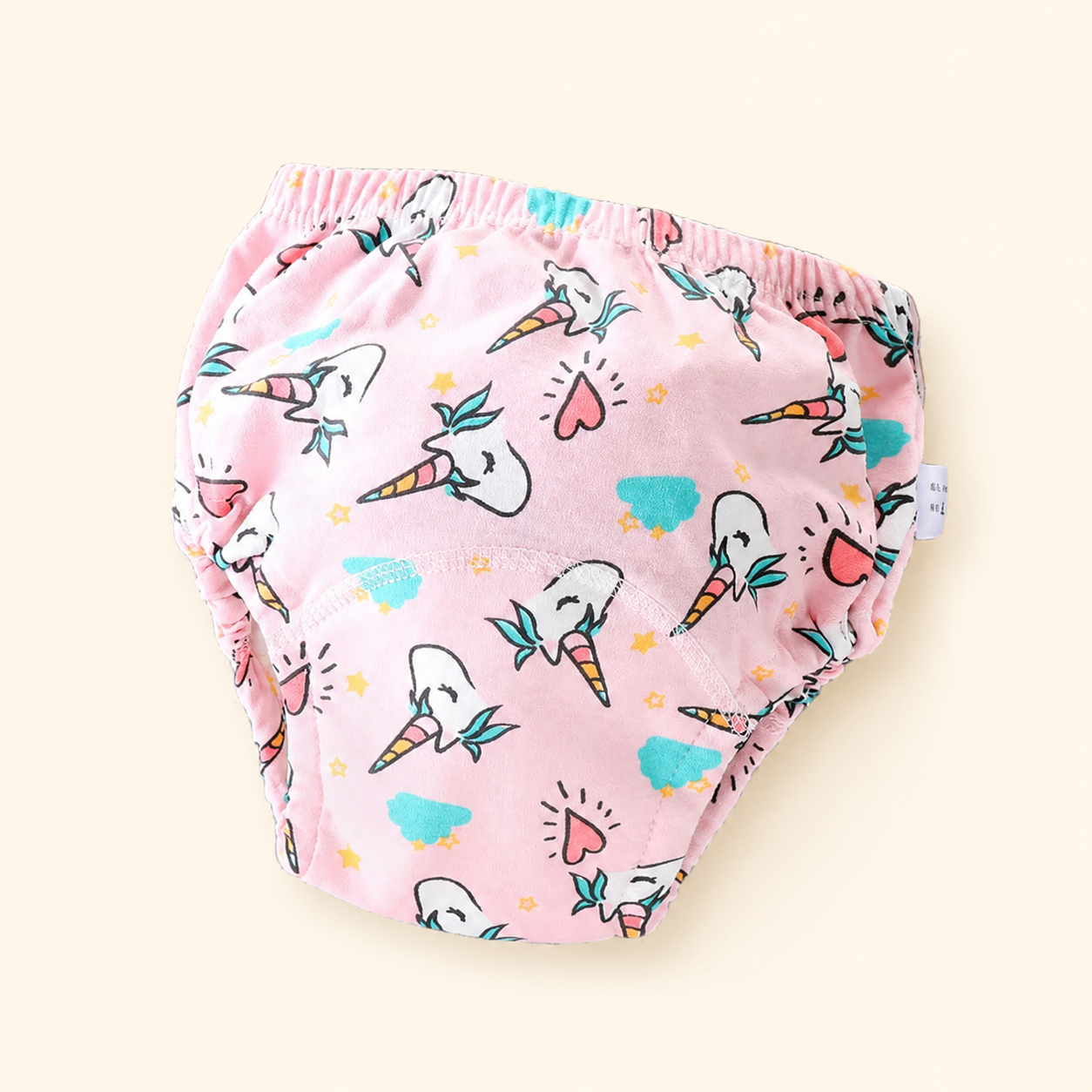 Toyella potty training pants - Pink Horse - cream background