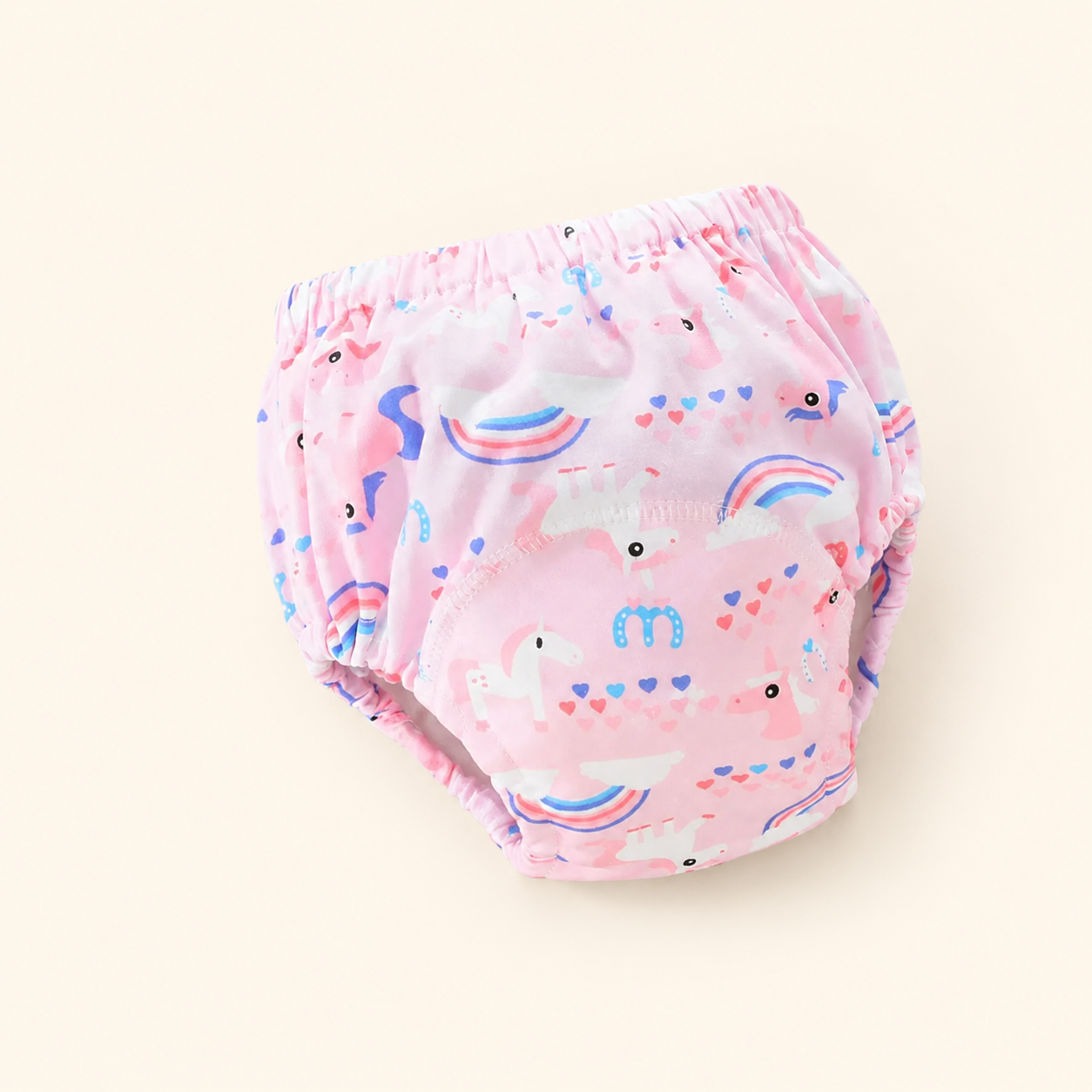 Toyella potty training pants - Rainbow horse - cream background