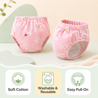 Soft cotton, washable and easy pull-on benefits of Toyella potty training pants
