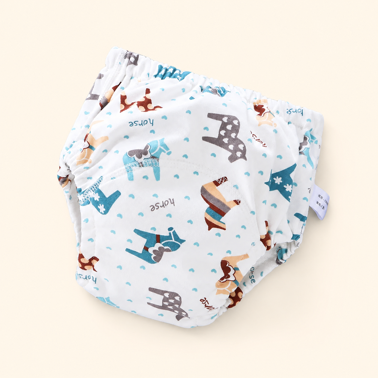 Toyella potty training pants - Trojan horse - cream background