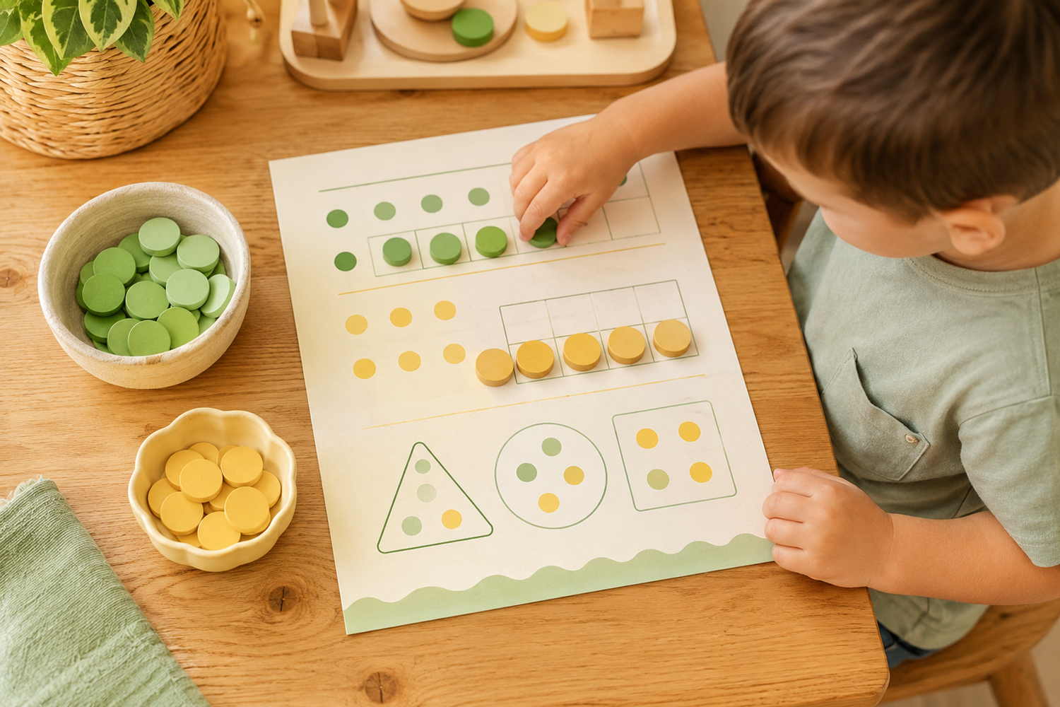 Child exploring early maths with counters