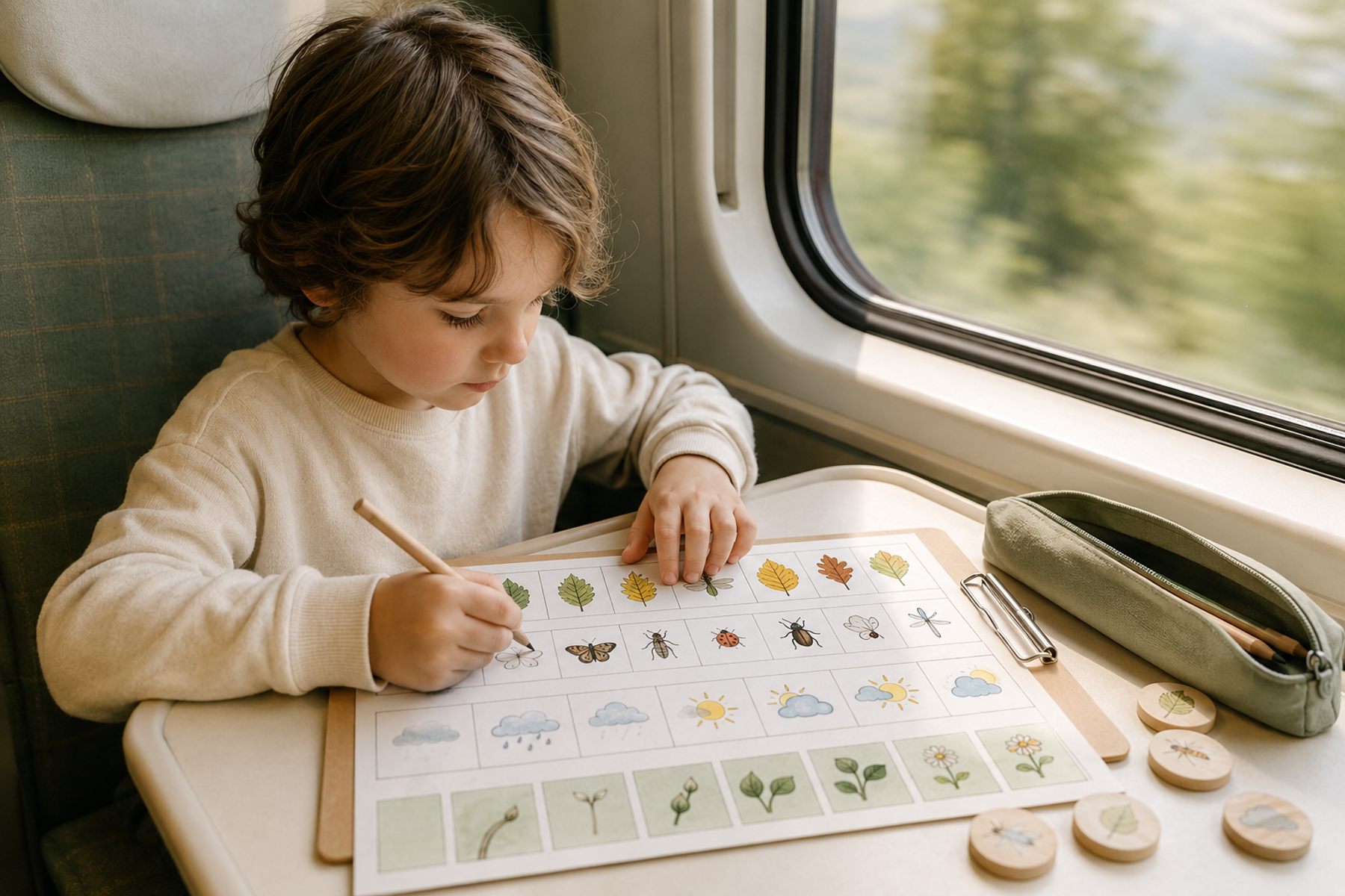 Nature and science printable activity during train travel