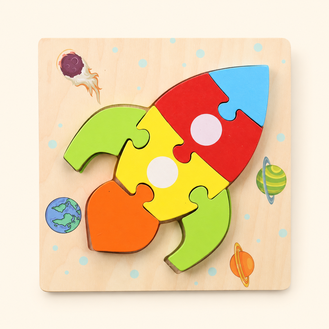 Toyella My First Wooden Puzzle - Design 6 - cream background