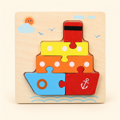 Toyella My First Wooden Puzzle - Design 8 - cream background