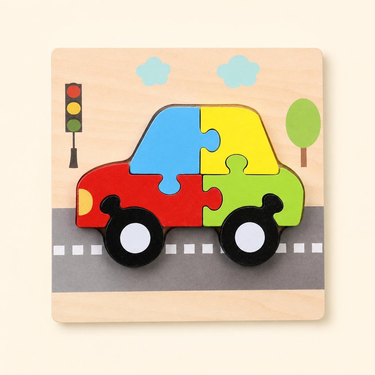 Toyella My First Wooden Puzzle - Design 13 - cream background