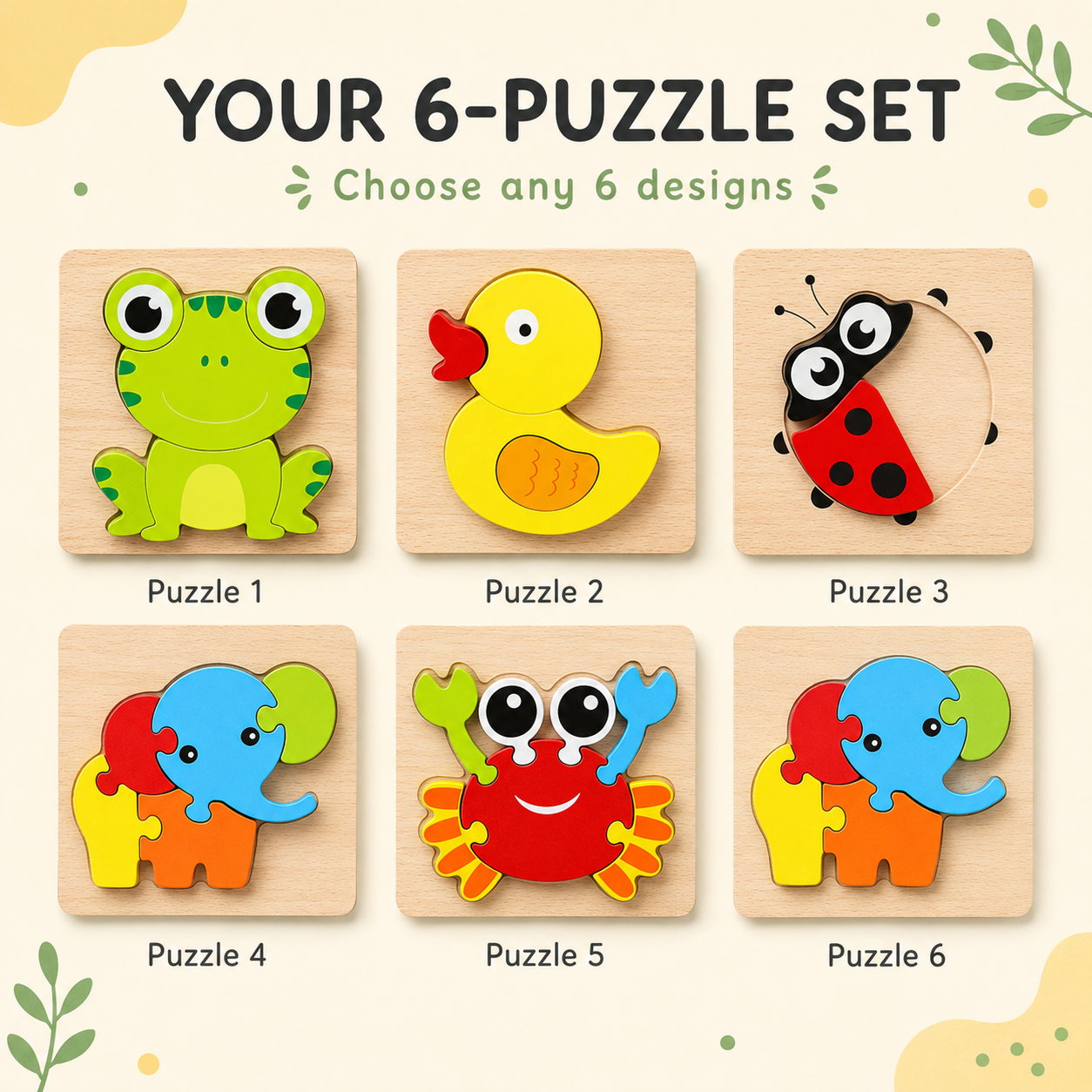 One wooden puzzle board with removable pieces