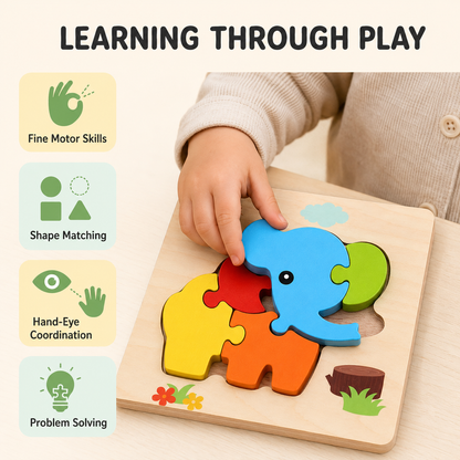 Learning skills supported by wooden puzzles