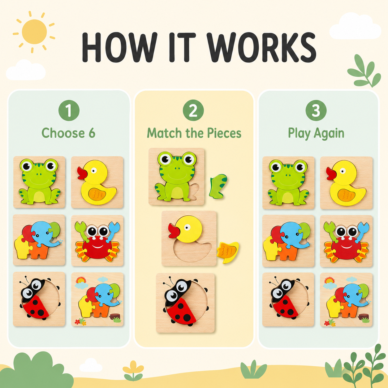 Three simple steps for puzzle play